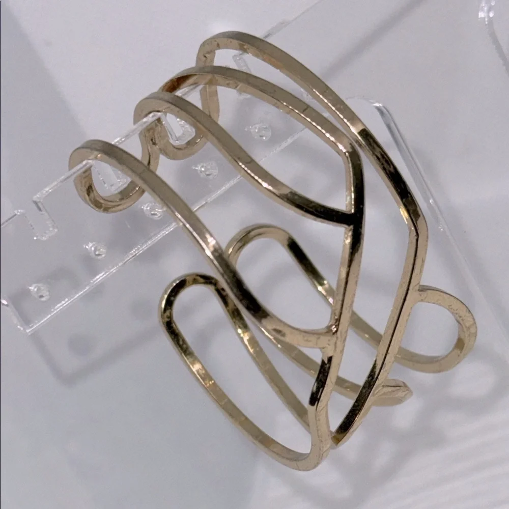 Small semi flexible GoldTone Women's Cuff geometric open statement cuff bracelet